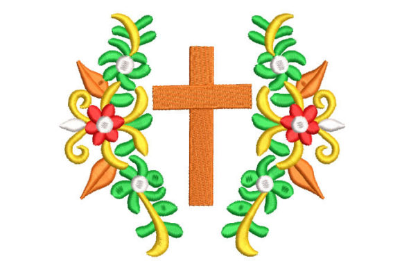 Flower with Cross Embroidery Design