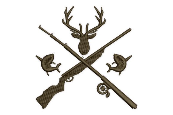 Hunting and Fishing Embroidery Design
