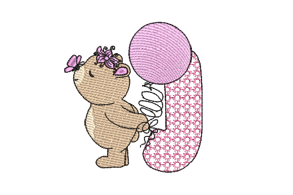 J Girl Teddy Embroidery Design
