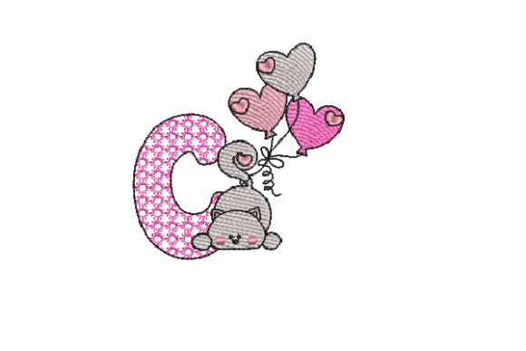 Letter C Cat Sketch: A Charming Alphabet Embroidery Gem