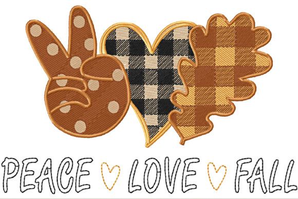 Peace Love Fall Plaid Heart & Leaf